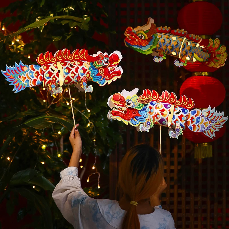 中秋节非遗舞龙飞天灯笼手工diy儿童制作材料舞鱼灯古风宫灯