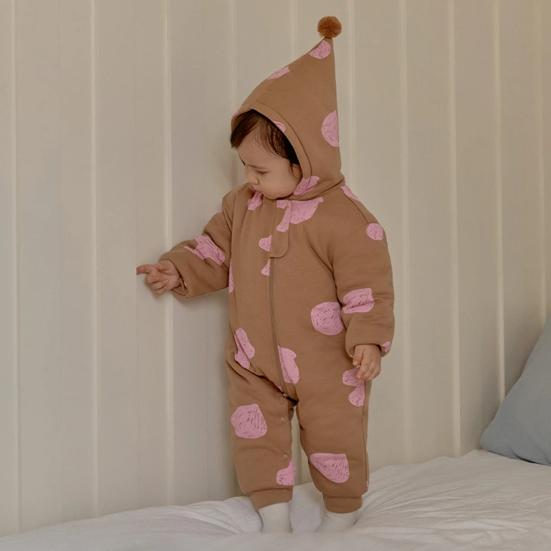【精灵】papa爬爬冬季婴儿连体衣夹棉宝宝连帽爬服