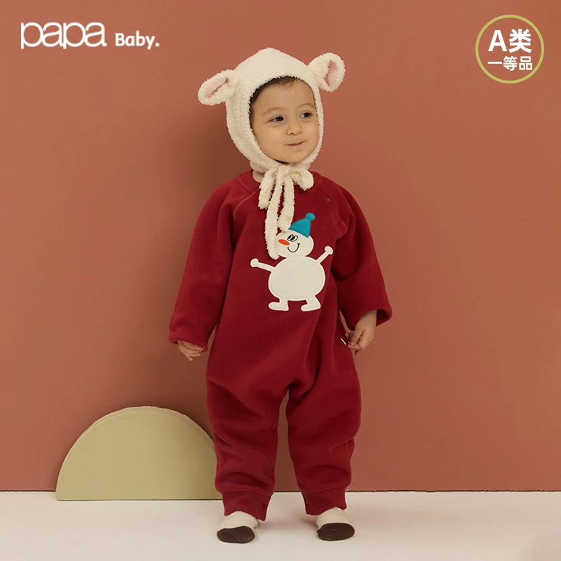 【登山绒】papa爬爬婴儿连体衣冬季保暖过年宝宝爬服