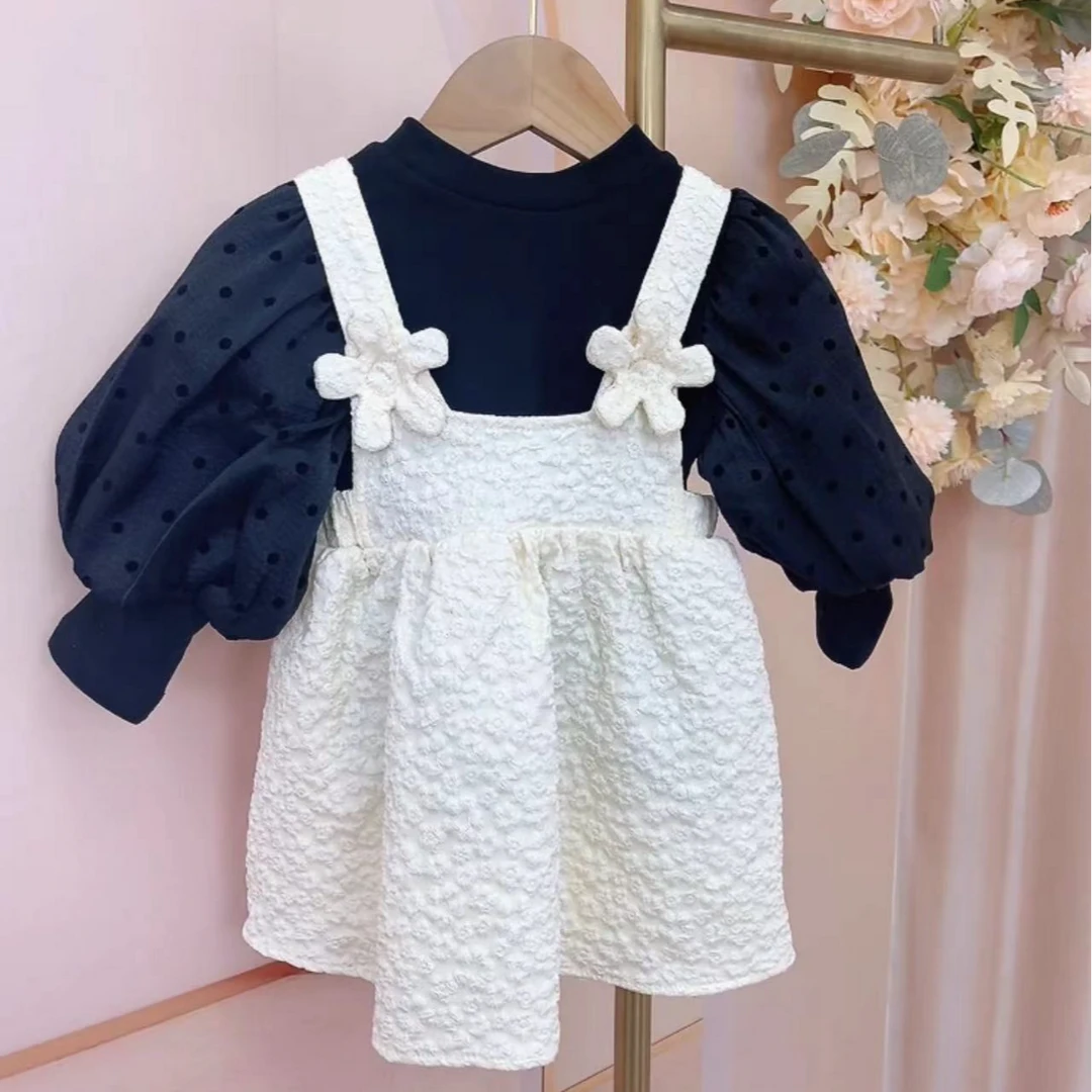 【两件套】波点连衣裙棉裙子新年礼服裙女宝宝洋气套装裙新款公主