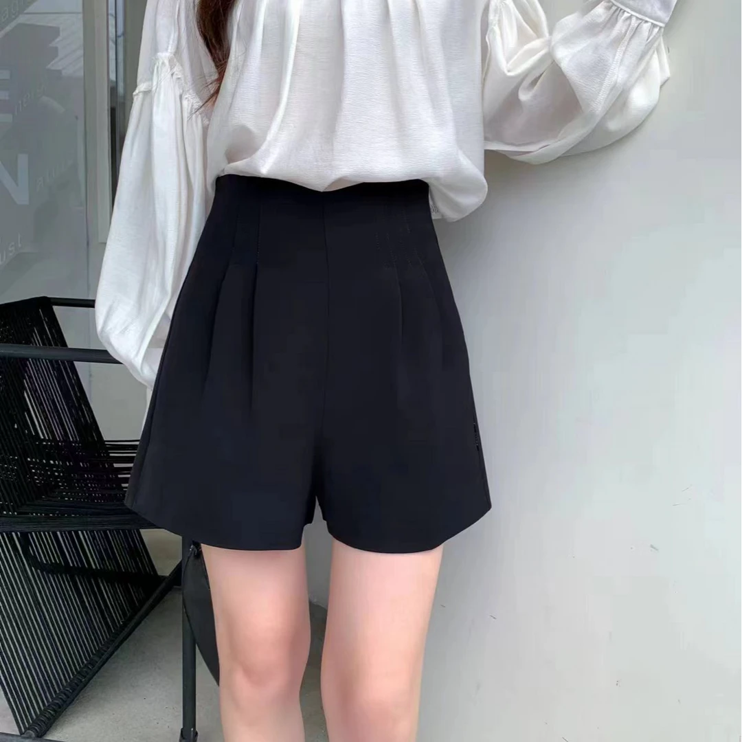 高品质高腰西装阔腿短裤显瘦遮肚百搭