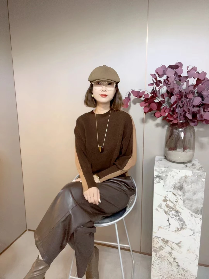 【雪儿严选】法式复古简约蛋白皮裤8823