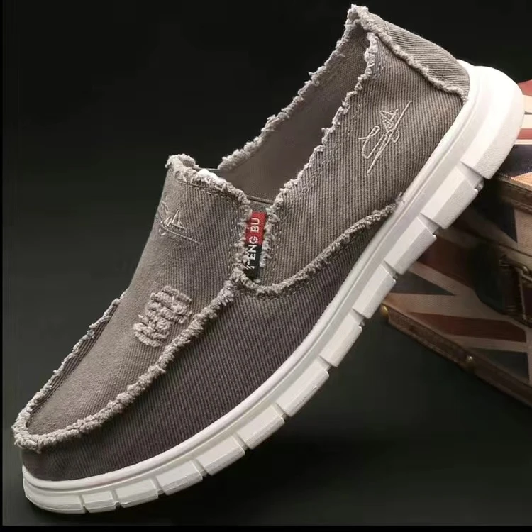锋步3007男士休闲布鞋帆布鞋 软底舒适潮鞋 软底软面一脚蹬懒人鞋