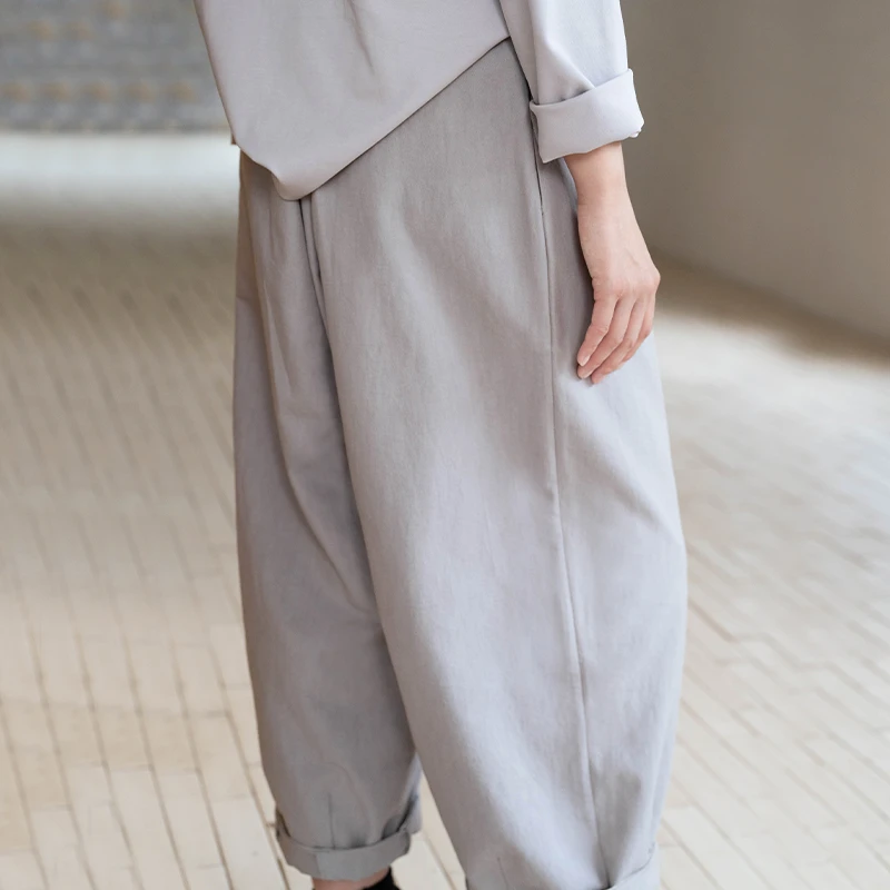 言作原创设计洗水做旧薄绒棉厚实软糯宽松灯笼裤【实现自我】