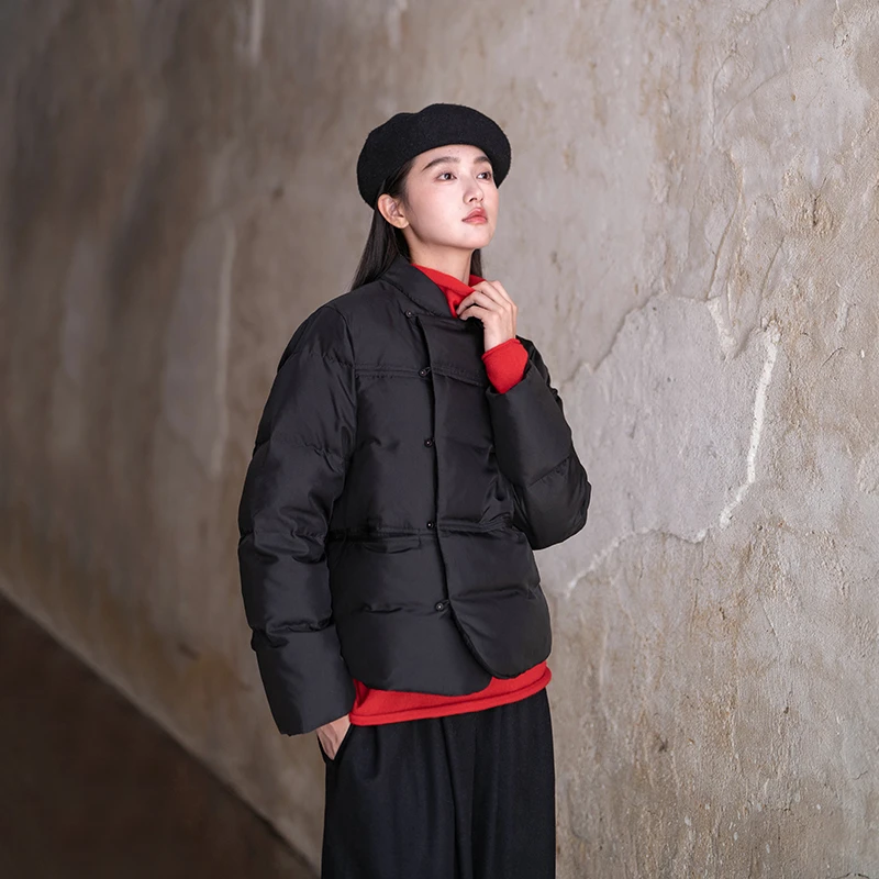 【95白鹅绒】言作轻薄保暖缎面桑蚕丝新中式羽绒服 清泉照月 三