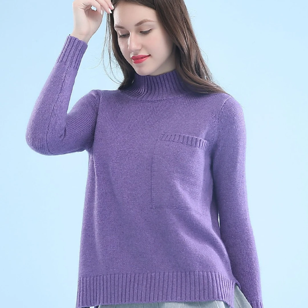 73300 秋装新款韩版宽松大码百搭针织衫时尚长袖高领羊毛羊绒衫