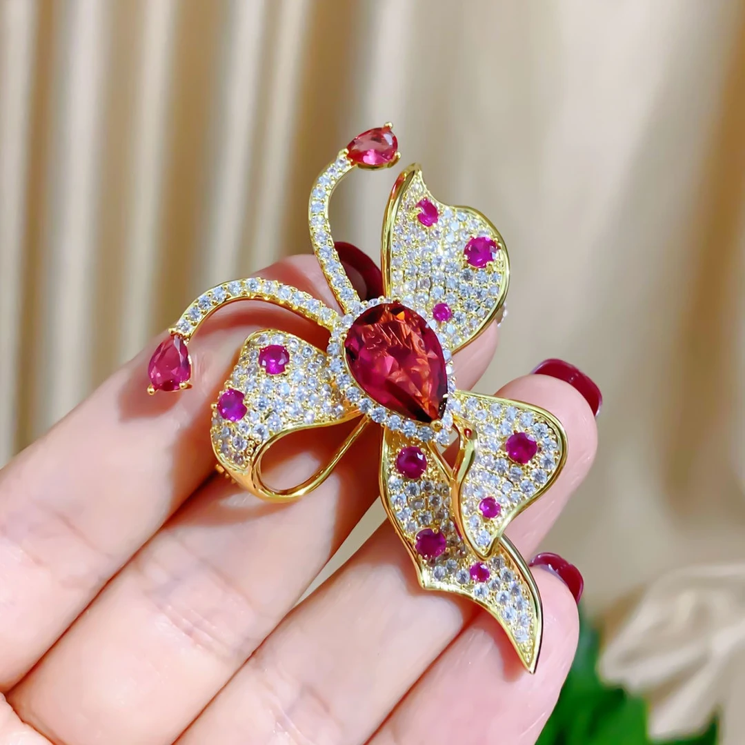 伊美莲 铜合金合成锆石胸针 优雅复古蝴蝶胸针胸花大衣别针346