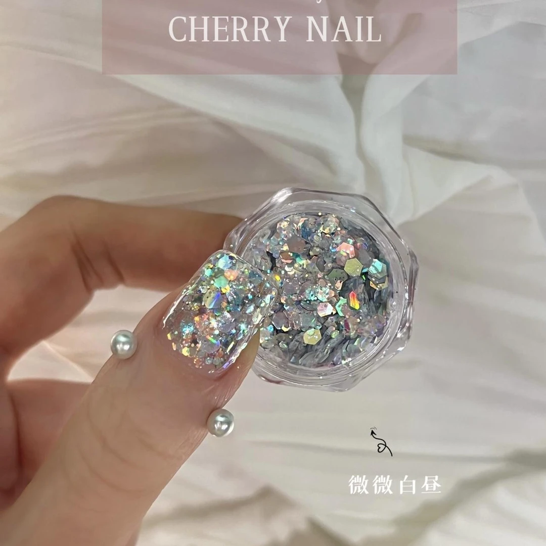 美甲亮片夏天的记忆破碎星芒系列爆闪镭射韩式指甲贴片小红书同款
