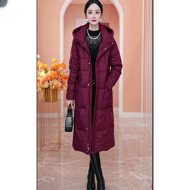 妈妈装冬装外套冬季新款女装高级感气质时尚轻奢中长款过膝羽绒服