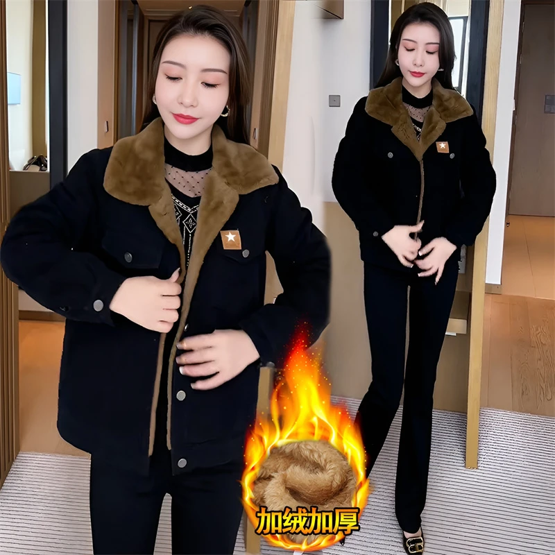 加绒加厚派克棉服女2025年冬季新款时尚休闲百搭妈妈装保暖短外套