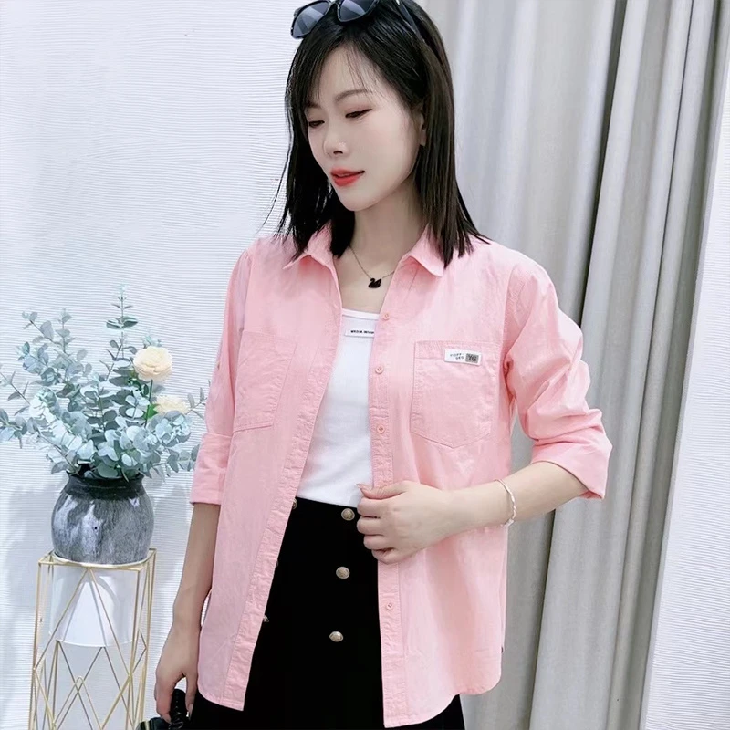 纯棉时尚百搭长袖衬衫女2025秋季新款宽松设计感衬衣减龄洋气上衣