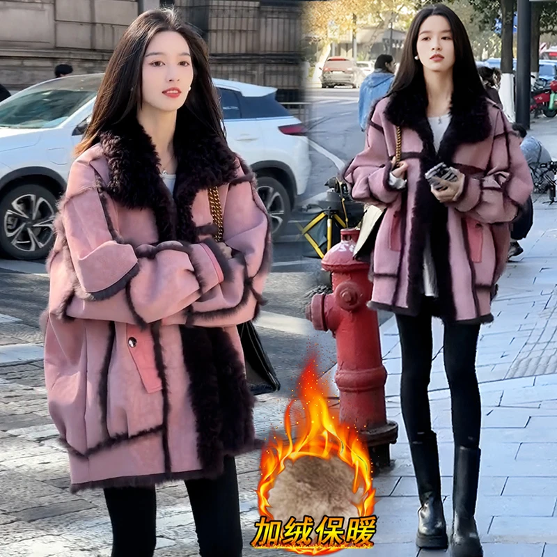 加绒加厚时尚休闲短外套2024年冬季新款韩版洋气高级感保暖棉服潮