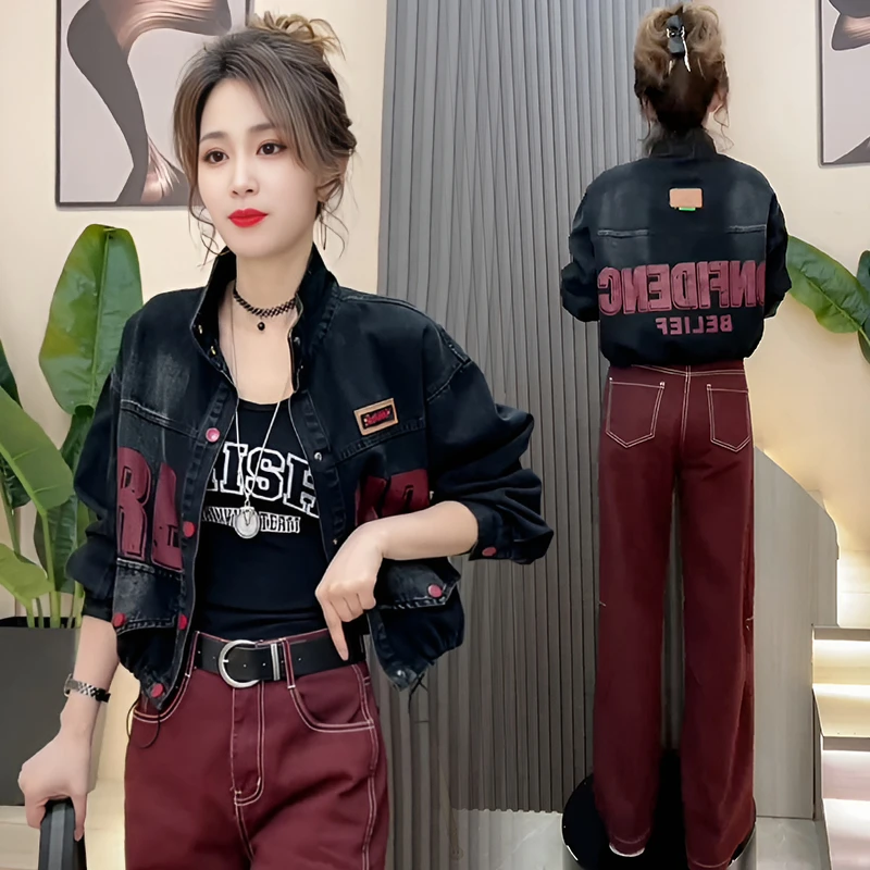 高含棉时尚欧版牛仔短外套女2026年春秋季新款个性百搭单排扣上衣