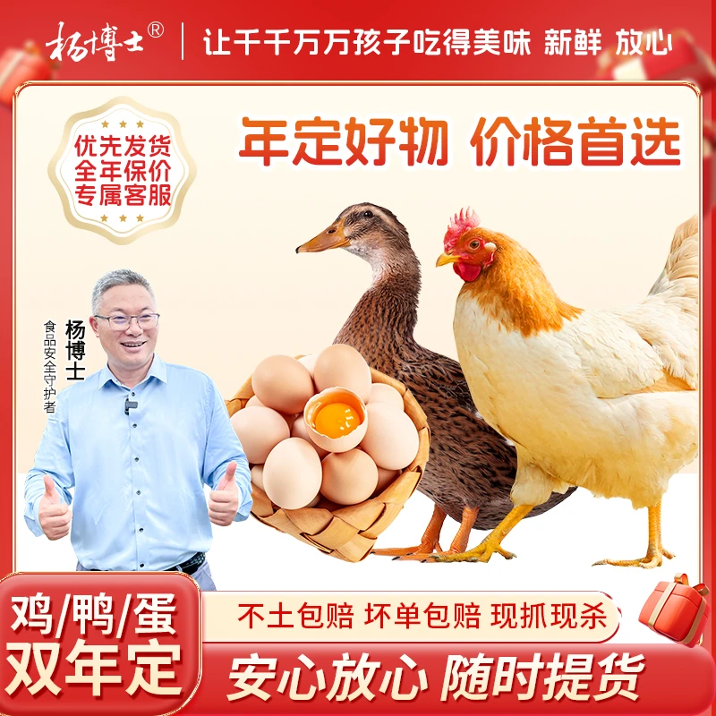 （拍双年定送老母鸡）杨博士皖南散养土鸡鸭年定+土新鲜鸡蛋年定
