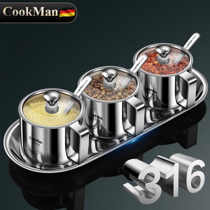 轻奢316不锈钢调料罐套装厨房盐鸡精佐料盒家用辣椒油调味罐防潮