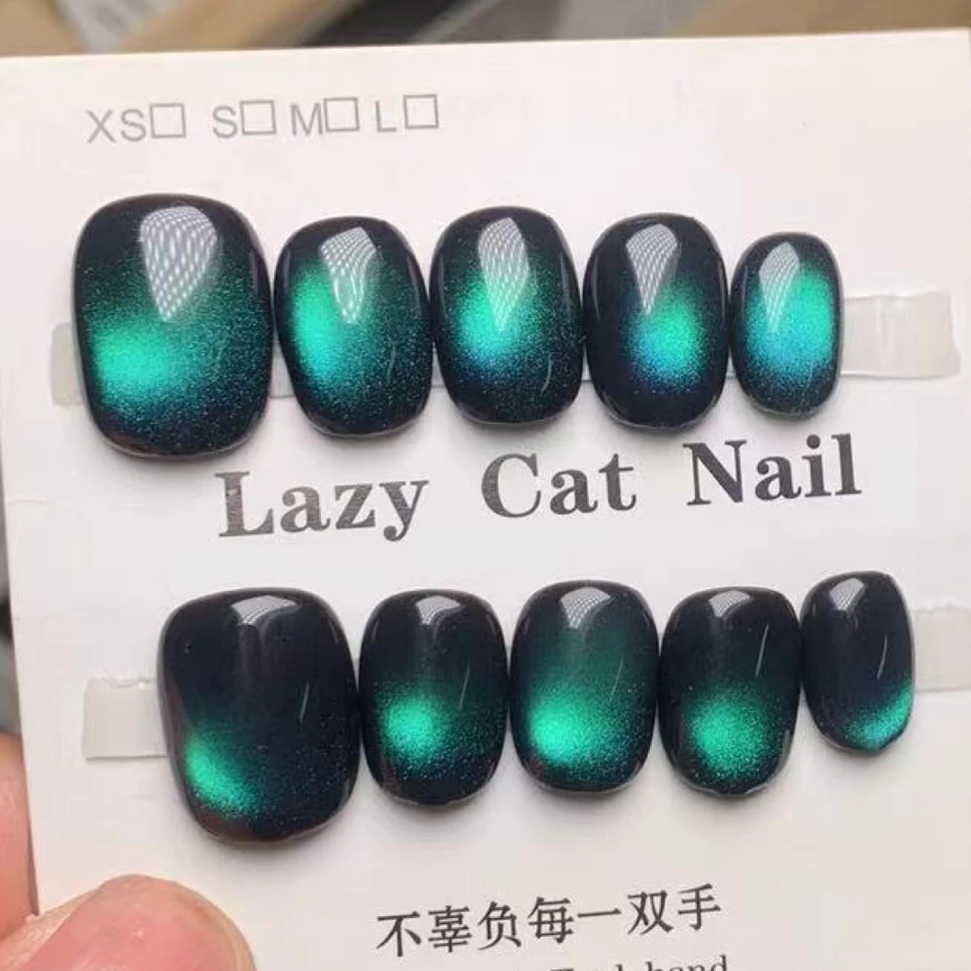 【月光天堂】双色猫光手工穿戴甲酷炫简约轻奢短款美甲