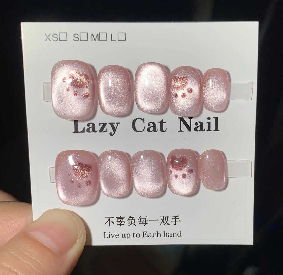 【猫爪爪】可爱款粉嫩显白夏季推荐冰透高端美甲手工穿戴甲