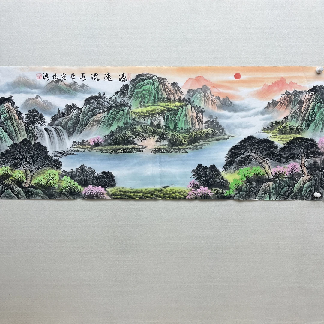 田博涛真迹国画源远流长12平尺代表作//国画