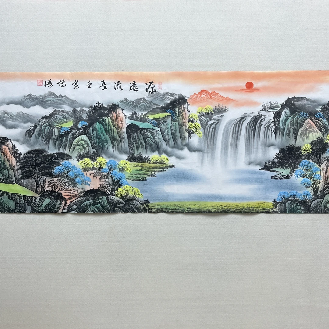 田博涛真迹国画源远流长12平尺代表作//国画