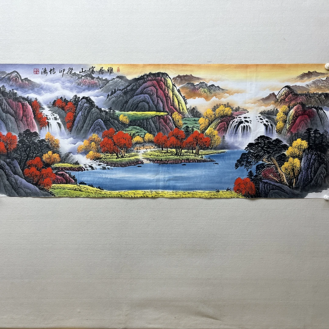 田博涛真迹国画雅居富山12平尺代表作//国画