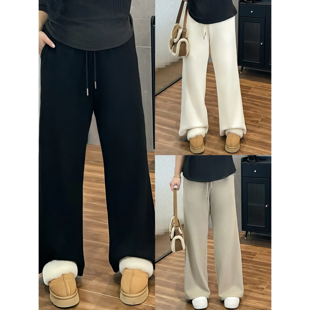 暮雪初白 / 绒绒保暖防风直筒裤12513花契200斤胖mm新款小众显瘦