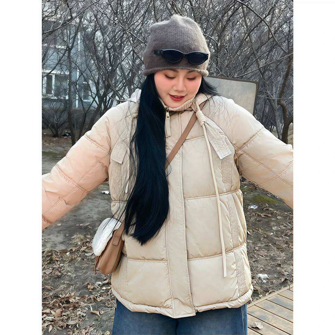 断码捡漏~基础公式 / 韩系撞色连帽款面包服12034花契200斤胖mm