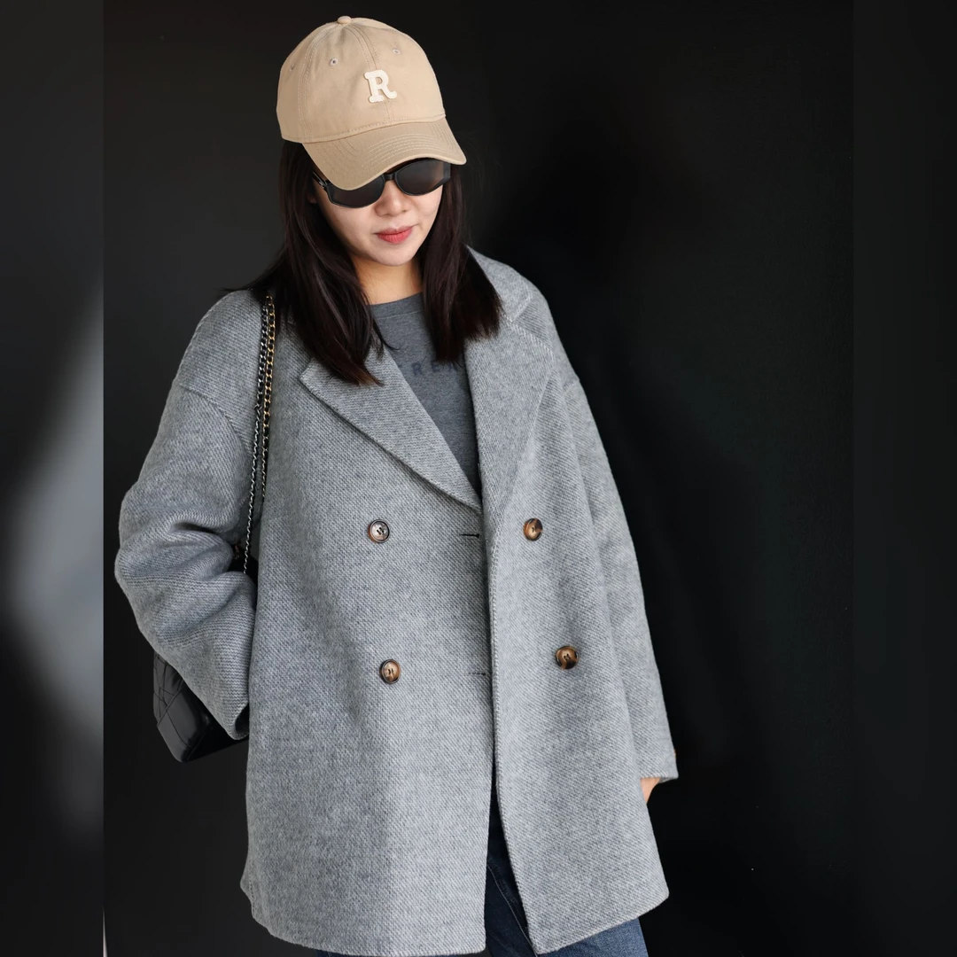 【芝秋】2024秋冬双面羊毛大衣百搭毛呢外套冬季宽松双面呢大衣