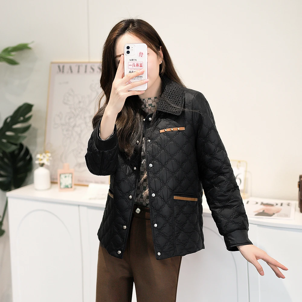 【新款】高级感韩版简约设计感小众翻领气质休闲百搭棉服AQ2993
