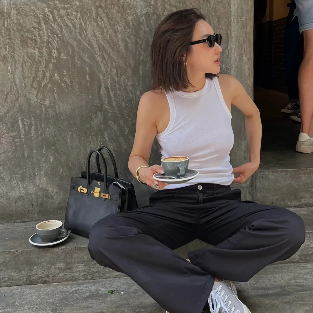 美式工字背心女夏百搭高弹遮副乳削肩吊带基础无袖外穿辣妹上衣