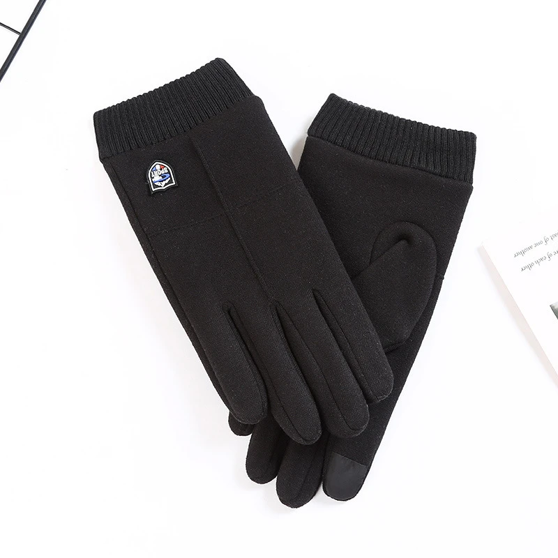 男款秋冬德绒户外手套骑行开车手套带触摸屏手套冬季骑行外卖保暖