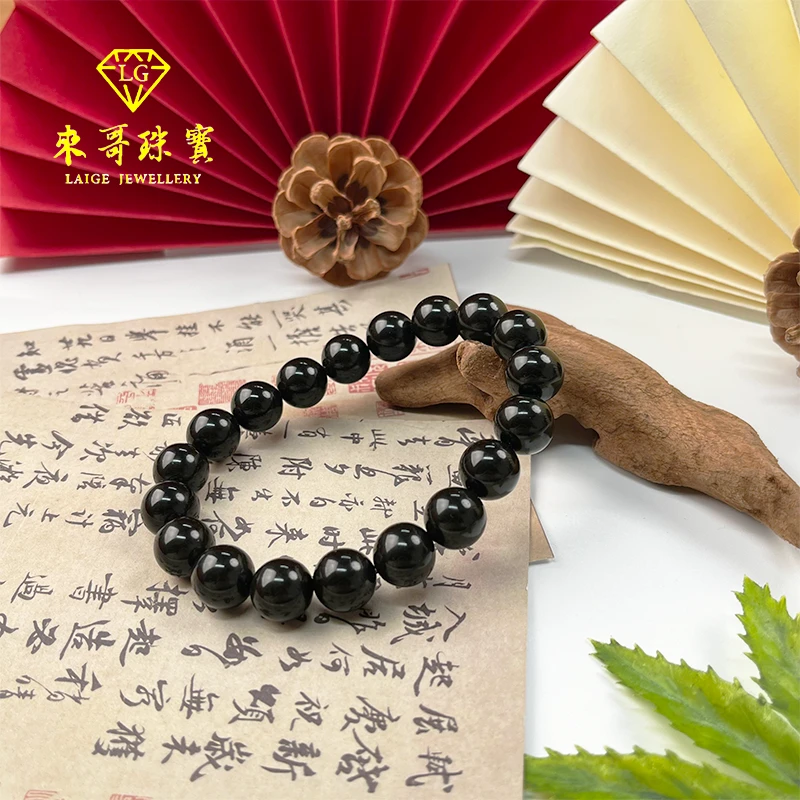 女神节福利【来哥严选】顶顶全黑翳珀龙胆草K10手串