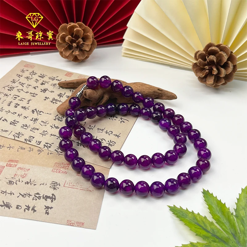 双十一好礼【来哥严选】满紫紫杉醇时尚轻奢气质圆珠妈妈链K10MM