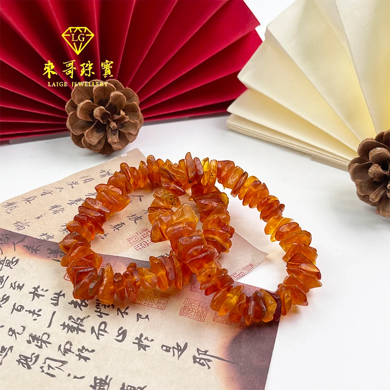 五一特惠【来哥严选】缅甸红蓝珀海漂籽随形蜜蜡原石手串