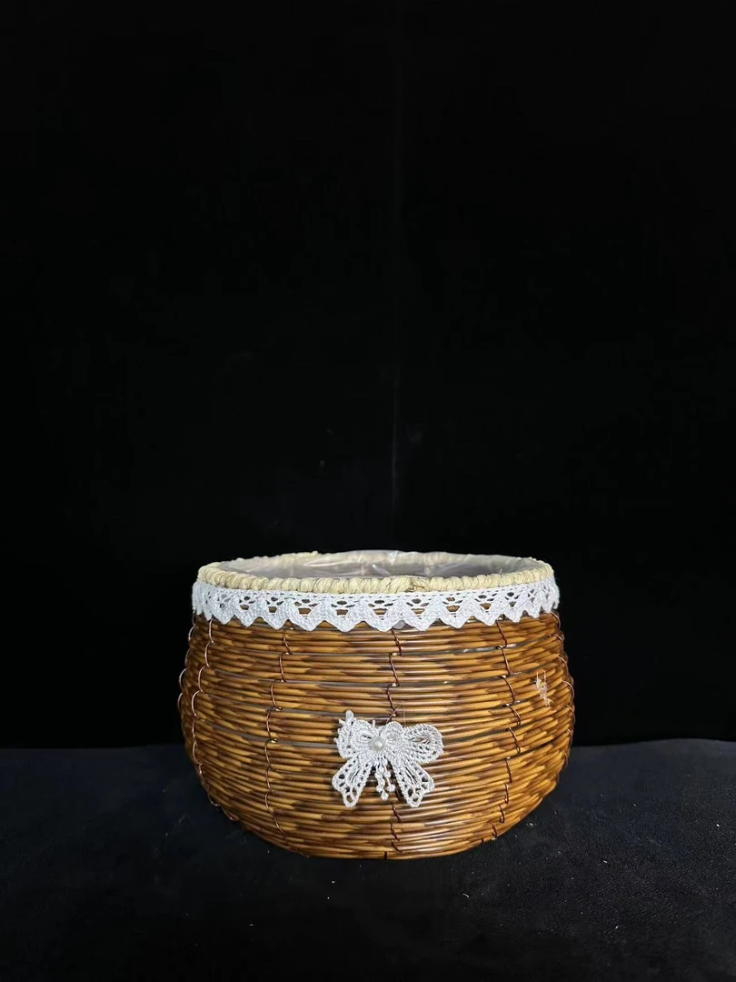 【深色编制花篮】蝴蝶兰盆栽花盆手工编织篮透气简约复古