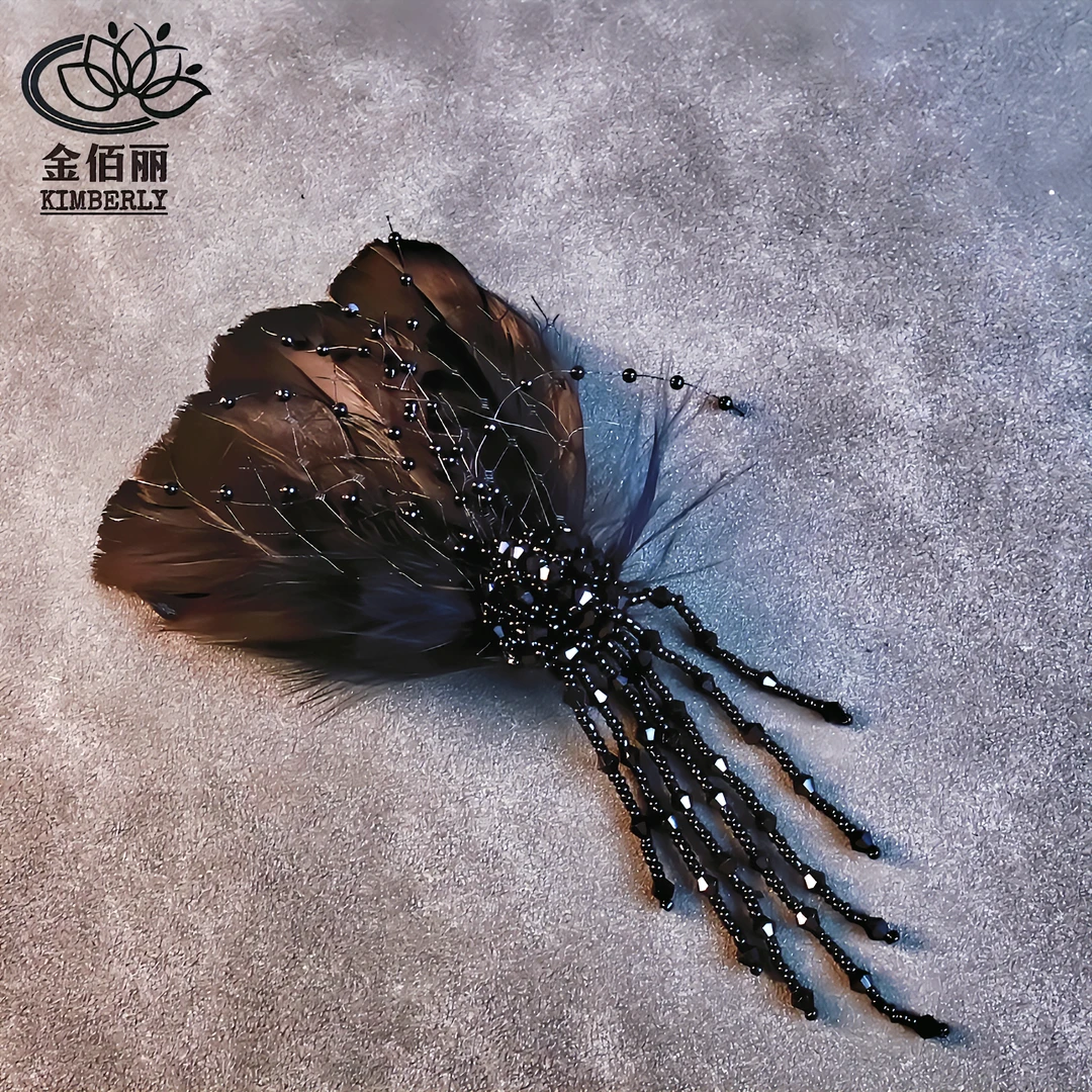 金佰丽山有扶苏高级设计师款羽毛流苏气质造型感复古鸭嘴夹发夹