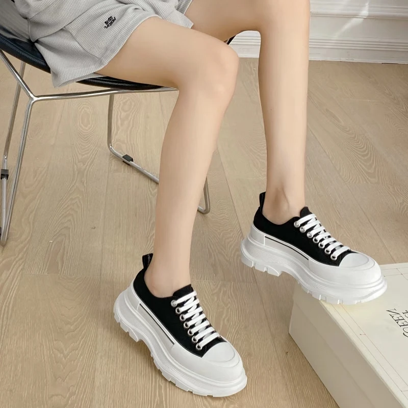 厚底帆布鞋女时尚韩版休闲鞋ins 低帮夏季百搭小众鞋子运动小白鞋