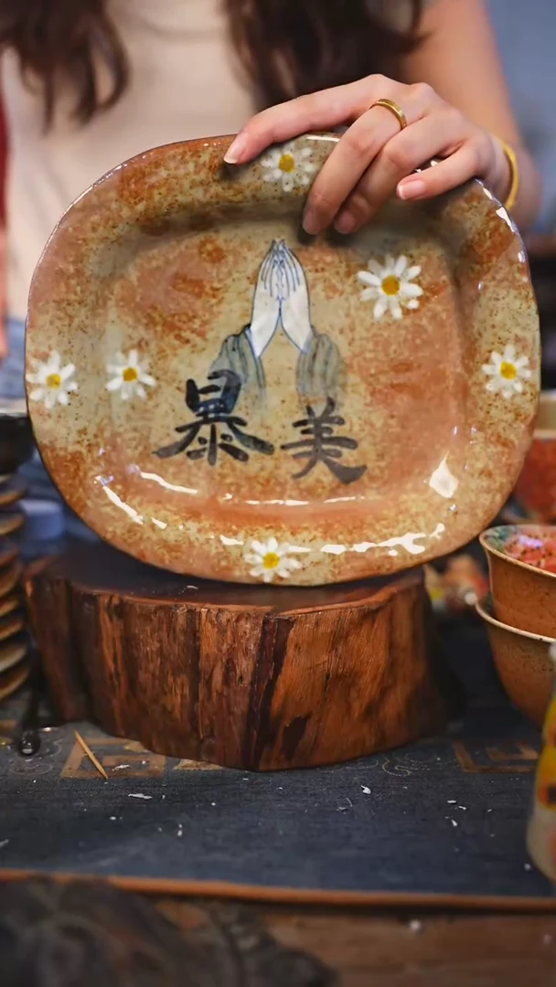 【闪购商品】瓷片手工手绘,高温釉下彩