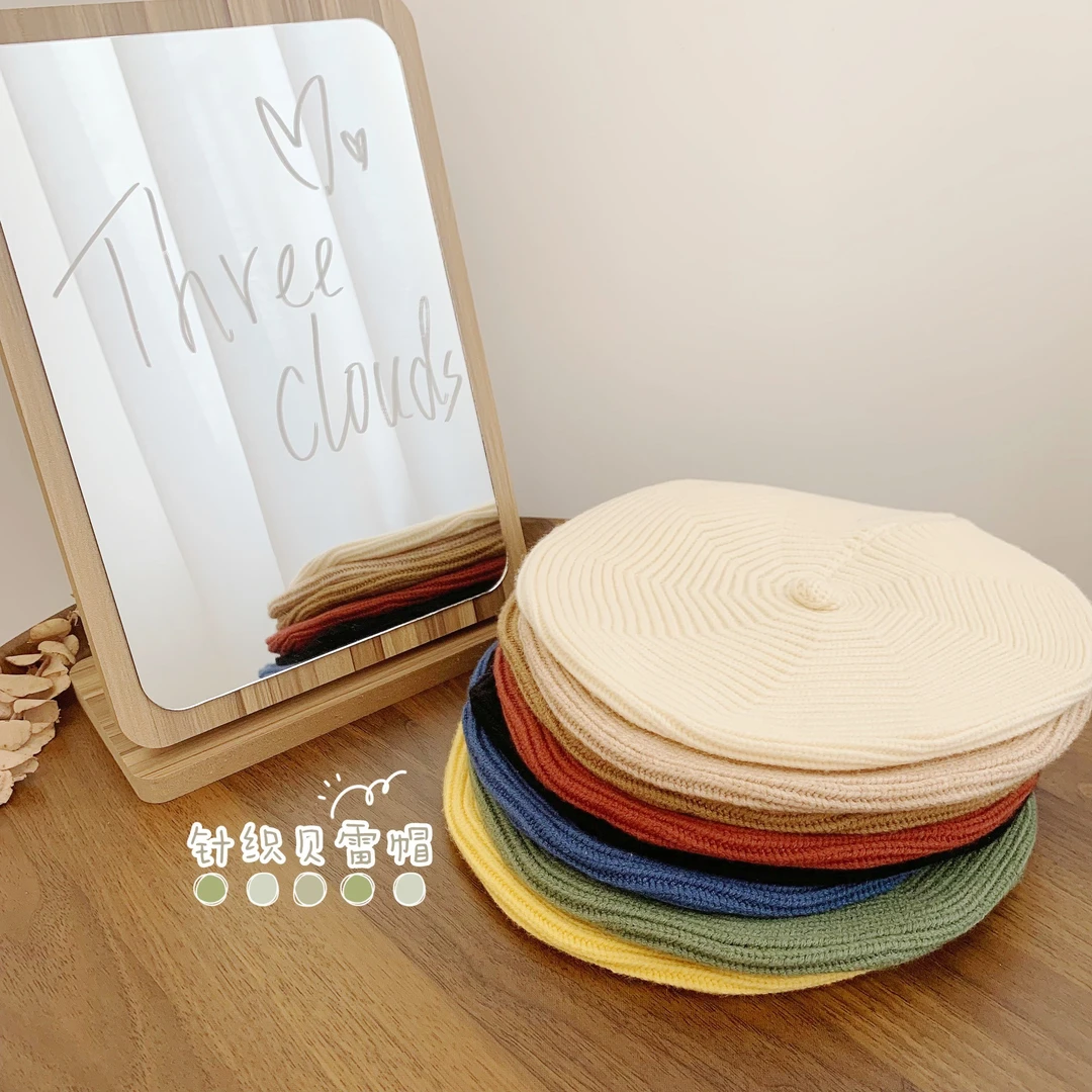 【三小朵】儿童男女宝宝秋冬针织贝雷帽画家帽百搭保暖