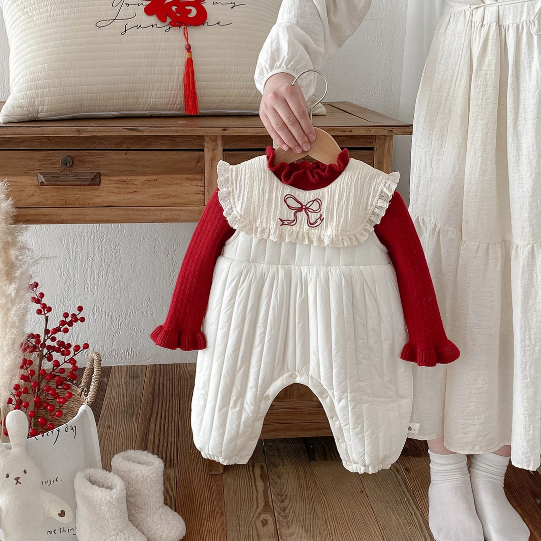 三小朵2371婴幼儿衣服秋冬装女宝宝加绒打底衫夹棉背带裤洋气婴儿