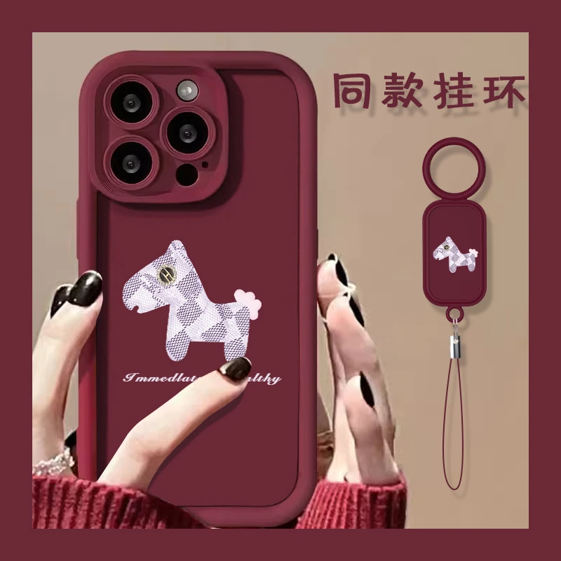 布艺木马iphone15/14promax手机壳苹果13全包12/11硅胶xr高级7p女
