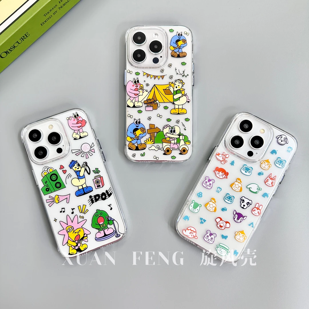透明硬壳插画适用于苹果15promax/14promax/15小众创意防摔手机壳