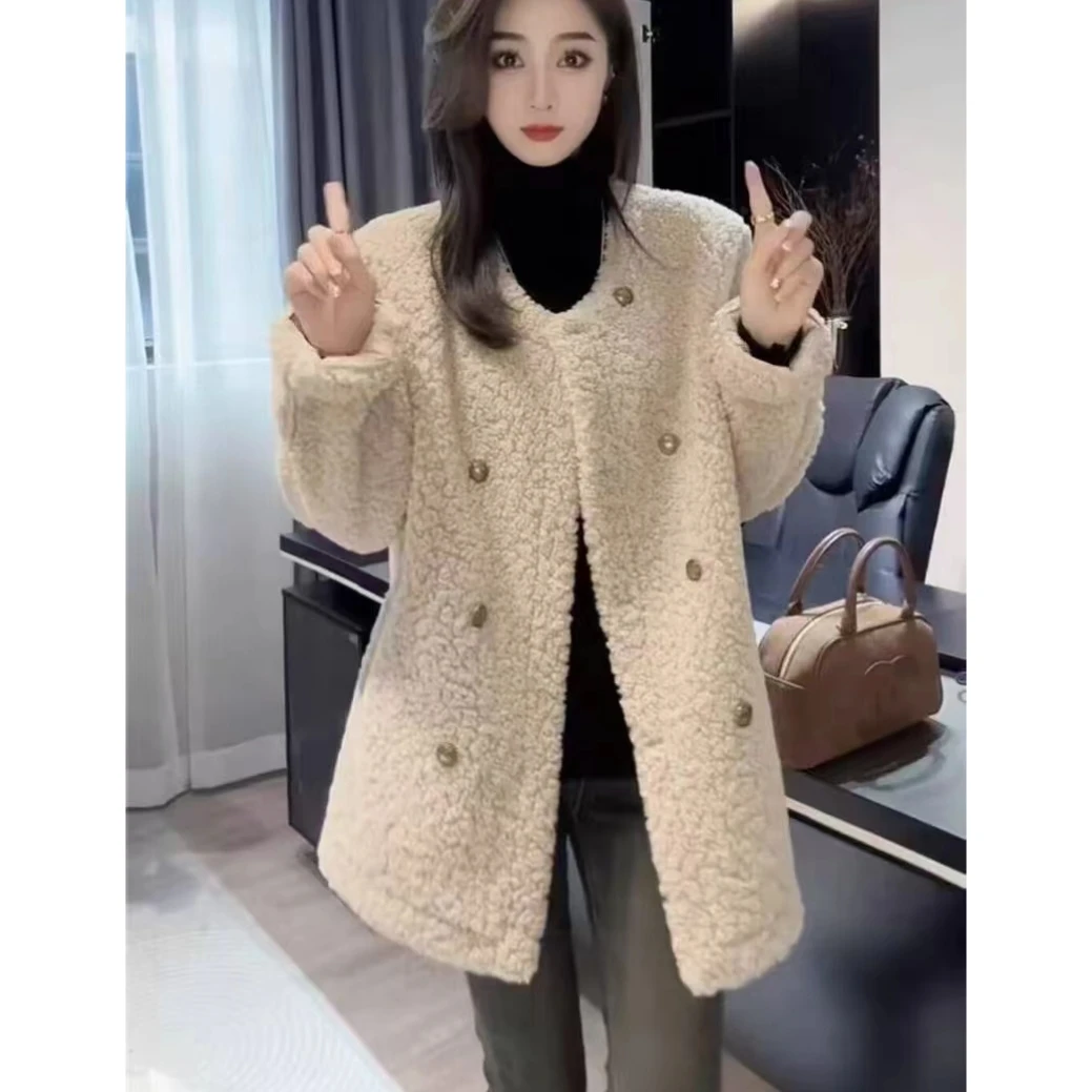 轻奢韩版宽松显瘦百搭气质圆领短款外套女加厚保暖时尚网红上衣16