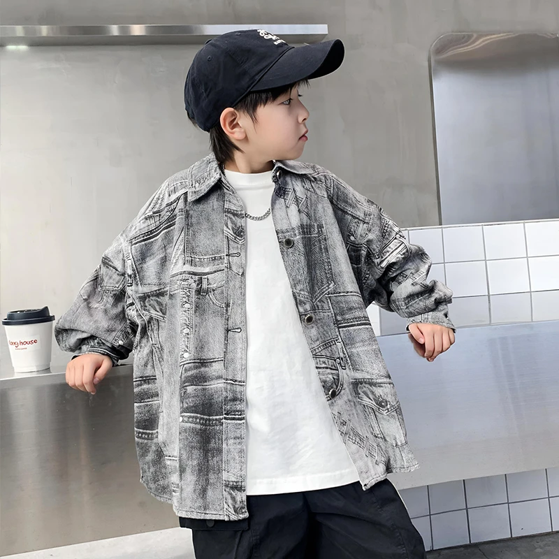 男童复古牛仔外套春秋款2025新款儿童春装衣服痞帅风男孩夹克帅气
