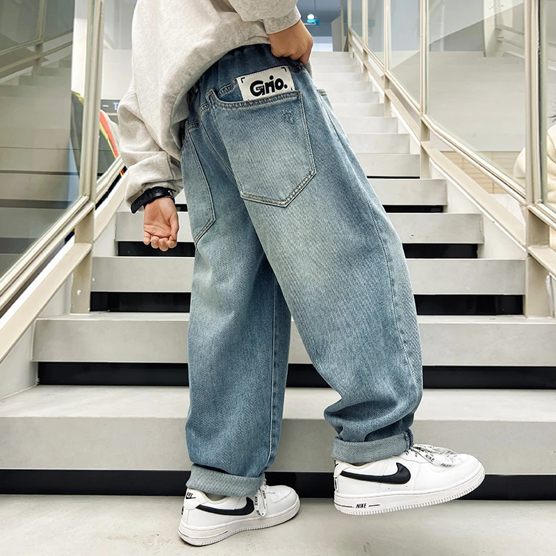 儿童装男童裤子秋款2025新款男孩长裤春秋装中大童秋季痞帅牛仔裤