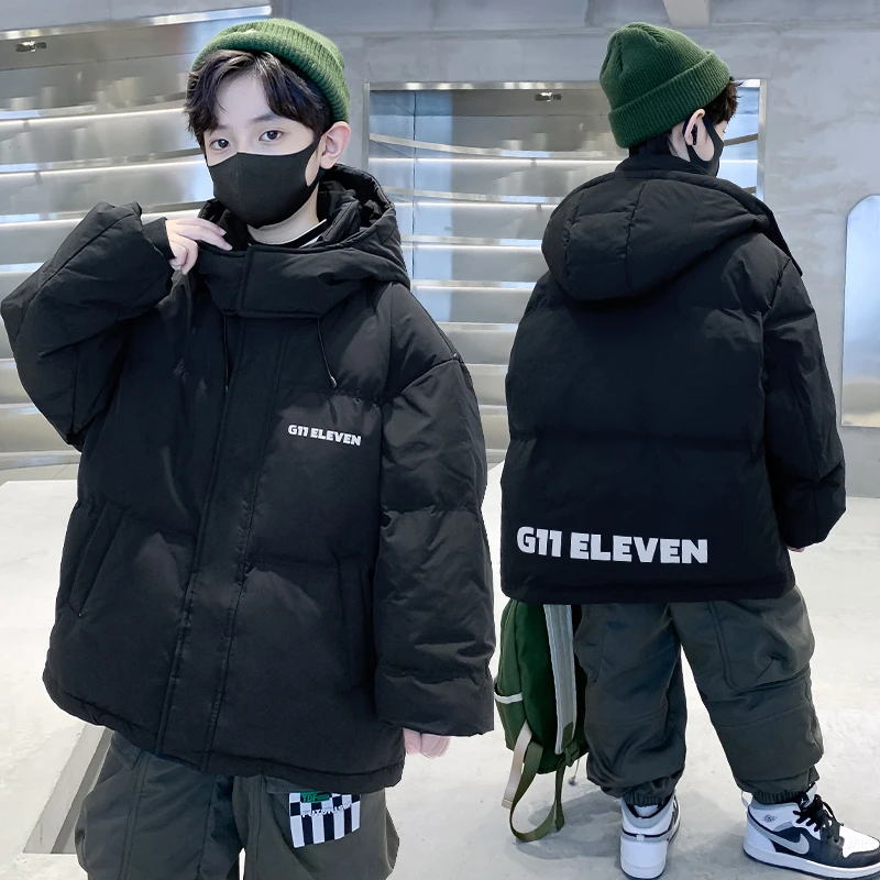 儿童羽绒服男童中长款2024新款冬装加厚白鸭绒外套中大童男孩洋气