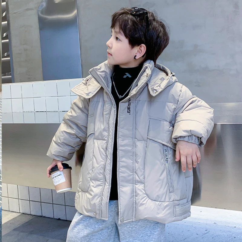 儿童装男童冬装羽绒服2024新款中大童冬季白鸭绒外套加厚男孩免洗