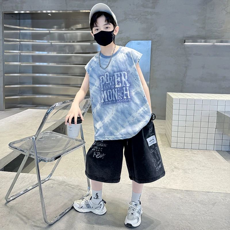 男童夏装背心套装2025新款运动中大儿童装夏季痞帅气夏款时髦潮酷