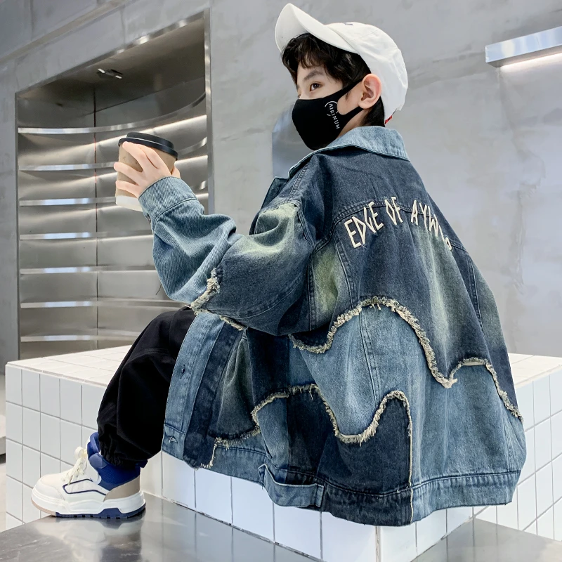 男童秋季牛仔外套春秋款2025新款中大童男孩秋装帅气儿童炸街洋气