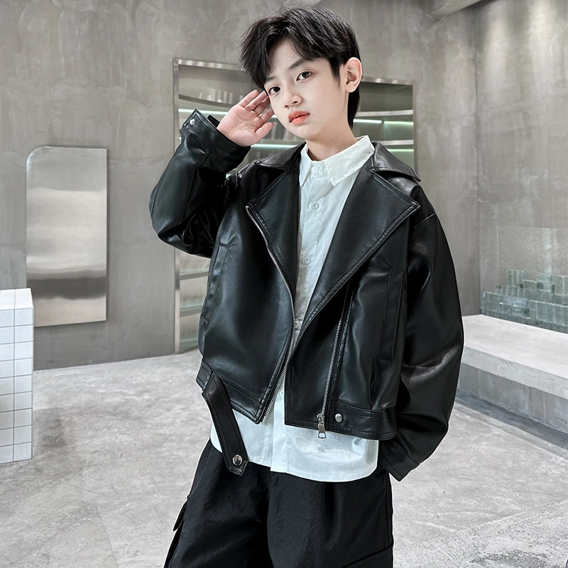 儿童装男童秋装皮衣外套2025新款春秋款中大童男孩秋季帅气夹克潮