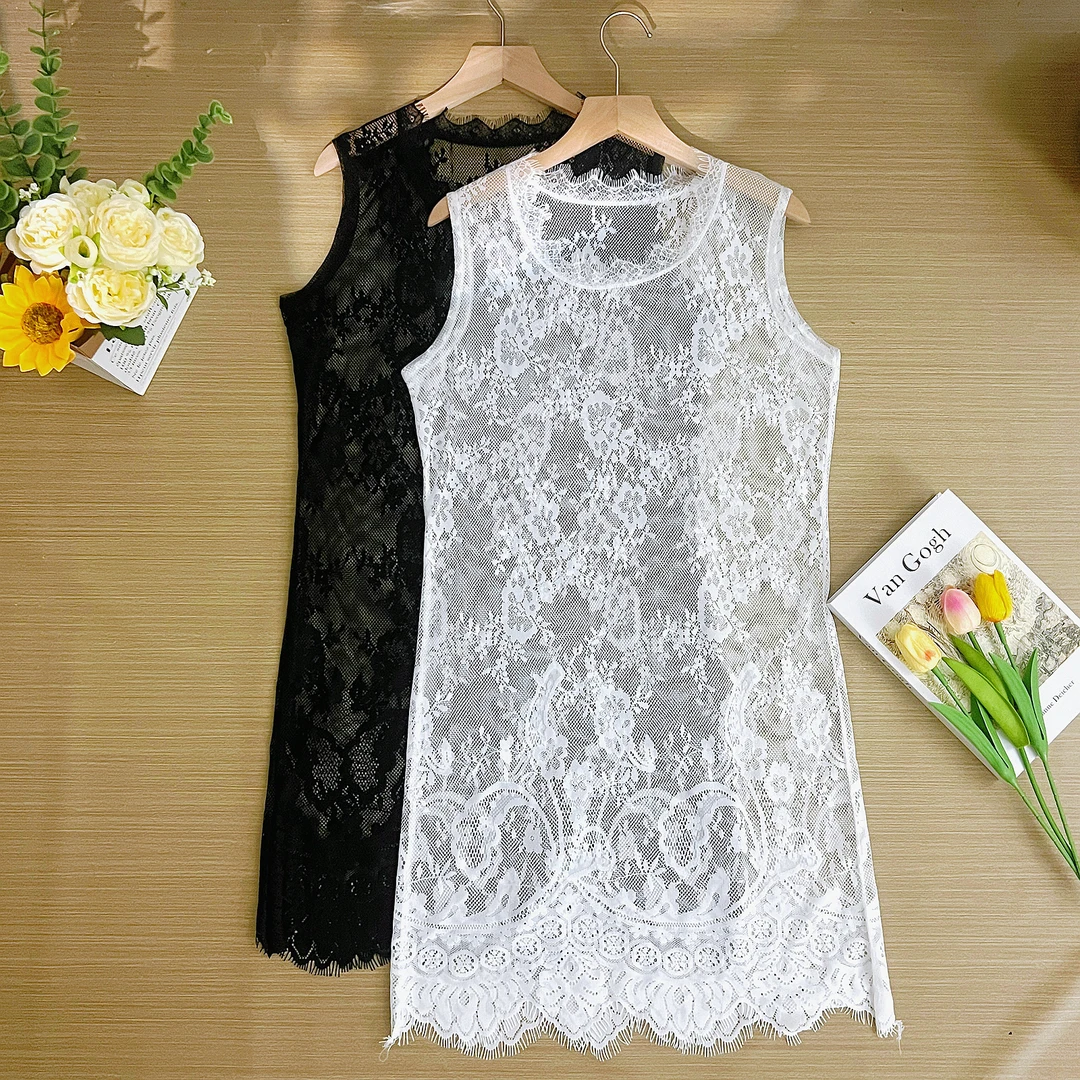 2025秋季新款蕾丝打底衫女叠穿洋气女士内搭网纱裙蕾丝花边下摆潮